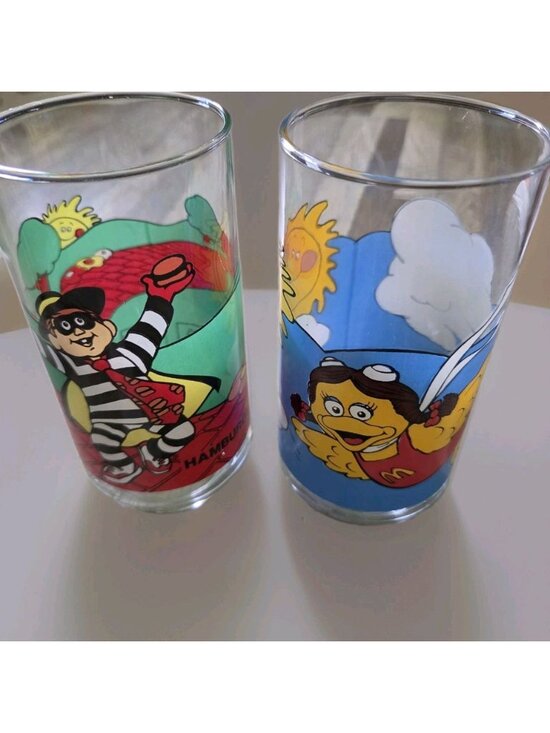 McDonald's Other - McDonald's Vintage 1980s Hamburglar Birdie Glass Set Retro Fast Food Drinkware